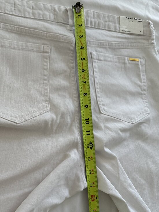 NWT Anne Klein Size 16 White Mid Rise Straight Leg Jeans Stretch - Picture 10 of 13